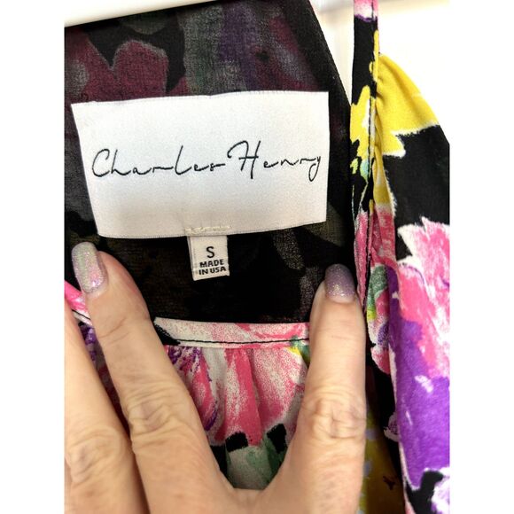 Charles Henry Cold Shoulder Dress Pink Floral Print Size Small Dress Tunic Small - Picture 4 of 7
